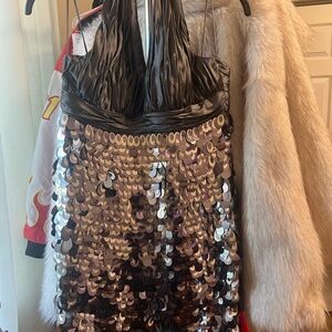 Jovani Beyond Division of Jovani S Backless Sequin Dress in gun metal